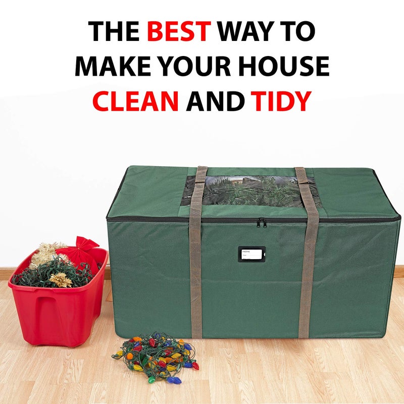 ProPik Rolling Christmas Tree Storage Bag, Fits Up to 9 Foot Tall Disassembled Trees, 25" X 25" X 60", Extra Large Heavy Duty Xmas Container with Wheels, Handles and Straps (Green) - Image 5